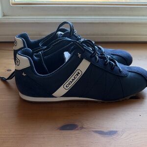 Coach Women's Dark Blue and White Sneakers size 8-practically new